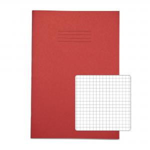 RHINO A4 Exercise Book 80 Pages  40 Leaf Red 5mm Squared VEX668-2215-8