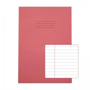 RHINO A4 Exercise Book 64 Pages 32 Leaf Pink 8mm Lined with Margin