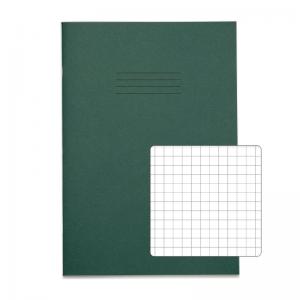 RHINO A4 Exercise Book 48 pages 24 Leaf Dark Green 7mm Squared