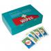 This photo shows a pack of 100 individually wrapped Wallace Cameron alcohol-free wipes. The wipes are white and feature the brand name and product information in blue and red lettering. The packaging is compact and convenient for travel or on-the-go use.