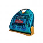 The image shows the Astroplast First Aid Wallace Cameron 50 Person Adulto Premier First Aid Dispenser 1002433 WAC10802. It features a red and white box with clear labeling and easy-to-use compartments, filled with various medical supplies and equipment suitable for handling any first aid situation for up to 50 people.