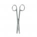 This photograph features a pair of Wallace Cameron First Aid Scissors with blunt ends, measuring 125mm. The shiny metal blades are held together by a screw, while the plastic handles provide a comfortable grip. The scissors are neatly packaged in a clear plastic case for easy storage.