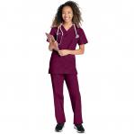 Cherokee Originals Unisex Medical Scrub Set - Comfortable, Practical Healthcare Uniform Wine 4XL WIS06868