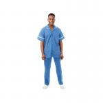 Work in Style PHILZ Male Healthcare Tunic Hospital Blue with White Trim Size 46 inch PHILZHOSPWHIT46 WIS09261