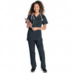Cherokee Originals Unisex Medical Scrub Set - Comfortable, Practical Healthcare Uniform Pewter 4XL WISWW530CP4XL