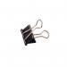 The picture shows a pack of 10 black clips, each measuring 50mm, with a foldback design. The clips are unbranded, giving them a sleek and simple appearance. They are perfect for organizing papers or documents.