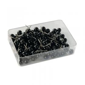 Map Pins Black 4.5mm Spherical Plastic Heads Pack of 100 WS26890 WS26890