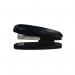 The photo shows two sleek, black half strip staplers made of ABS material. The unbranded design gives them a versatile, professional look.
