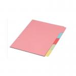 A4 Manilla Divider 110gsm 5-Part Pink with Assorted Tabs WX26081 WX26081