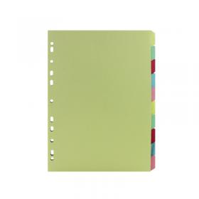 A4 Manilla Divider 110gsm 10-Part Green with Assorted Tabs ST05446 WX26082