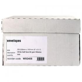 Envelope C5 Window 90gsm Self Seal White Boxed (Pack of 500) WX3406 WX3406