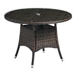 Zap CLOVA Dining Table - Brown Weave - Glass Top - 110cm dia ZA.15131CT