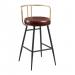 Aulenti Cocktail Bar Stool- Claret Red Leather