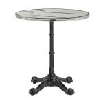 PARISIAN Complete Dining Table - Flat Auto-Adjust - White Marble with Chrome Rim - 60cm dia