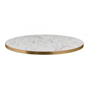 Click to view product details and reviews for Zap Omega Laminate Table Top White Carrara Marble 60cm Dia.