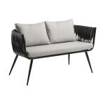 Zap MOZZINI BELT - 2 seater sofa - Matt black frame / Anthracite Rope Weave / Light grey cushions ZA.6765C