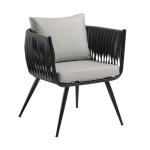 Zap MOZZINI BELT - 1 seater armchair - Matt black frame / Anthracite Rope Weave / Light grey cushions ZA.6766C