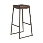 Zap STYLE High Stool - Clear Lacquered metal frame - Uph Seat Pad - Vintage Brown ZA.7161ST