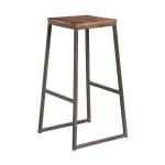 Zap STYLE High Stool - Clear Lacquered metal frame - Wooden Seat Pad ZA.7162ST