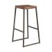STYLE High Stool - Clear Lacquered metal frame - Wooden Seat Pad