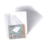 Rexel Nyrex Premium A4 Document Folder, Clear Embossed, 100mic, Cut Flush, L-Folder, Pack of 25 - Outer carton of 4 12153