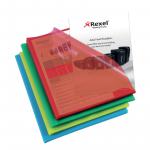 Rexel Quality A4 Document Folder, Assorted Colours, Embossed, 115mic, Cut Flush, Pack of 100 12216AS