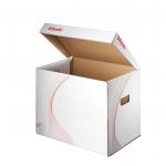 Esselte Standard Storage and Transportation Box Medium, top opening, integrated lid, White - Outer carton of 10 128911