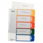 Leitz PC-Printable Heavy Duty Plastic 1-5 Index Paper, A4 - White/Multi-Colour - Outer carton of 20 12910000