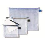 Rexel Mesh Bag With Blue Zip A5 Transparent - Outer carton of 10 1300256