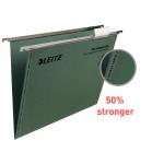 Leitz Ultimate V-Base Clenched Bar Suspension File Foolscap - Green (Pack of 50) 17440055
