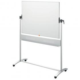 Nobo Classic Steel Mobile Dry Wipe Whiteboard with Horizontal Pivot (Flips Top to Bottom), Magnetic, 1200 x 900 mm, Marker Included, White 1901029