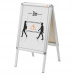 Nobo A2 A-Frame Pavement Display Board with Snap Frame, Aluminium Frame, Silver, Double Sided 1902207