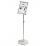 Nobo A4 Snap Frame Display with Height Adjustable Floor Stand, Aluminium Frame, Silver 1902383