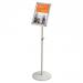 Nobo A4 Snap Frame Display with Height Adjustable Floor Stand; Aluminium Frame; Silver