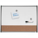 Nobo Small Magnetic Whiteboard with Cork Notice Board 585x430mm White 1903810