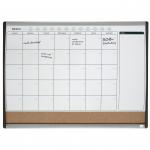 Nobo Small  Magnetic Whiteboard Planner with Cork Notice Board 585x430mm White 1903813