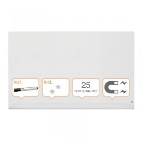 Nobo Impression Pro Glass Magnetic Whiteboard concealed pen tray 1900x1000mm Brilliant White 1905193
