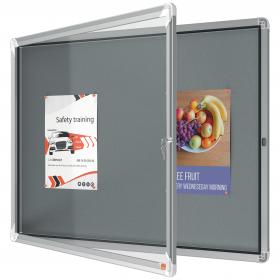 Nobo Premium Plus Felt Lockable Notice Board 8xA4 Grey Hinged 1915329