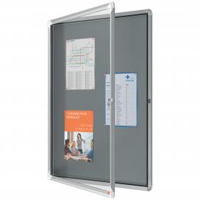 Nobo Premium Plus Felt Lockable Notice Board 9xA4 Grey Hinged 1915330