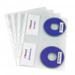 Rexel Nyrex CD Pocket Multi-punched with Label Sections for 2 CDs A4 Clear Ref 2001007 [Pack of 5] 2001007