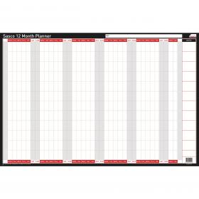 Sasco 12 Month Undated Planner Mounted - Outer carton of 10 20012