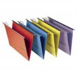 Rexel Foolscap Suspension Files with Tabs and Inserts for Filing Cabinets, 15mm V-base, 100% Recycled Manilla, Assorted Colours, Multifile Plus, Pack 2101978