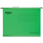Rexel Classic A4 Reinforced Suspension Files for Filing Cabinets, 15mm V base, 100% Recycled Card, Green, Pack of 25 2115586