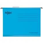 Rexel Classic A4 Reinforced Suspension Files for Filing Cabinets, 15mm V base, 100% Recycled Card, Blue, Pack of 25 2115587