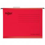 Rexel Classic A4 Reinforced Suspension Files for Filing Cabinets, 15mm V base, 100% Recycled Card, Red, Pack of 25 2115589