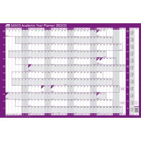 Sasco 2022/23 Academic Year Wall Planner with wet wipe Pen & sticker pack, Poster Style, 915W x 610mmH - Outer carton of 10 2410165