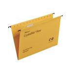 Rexel Foolscap Suspension Files with Tabs and Inserts for Filing Cabinets, 15mm V-base, Manilla, Yellow, Crystalfile Flexifile, Pack of 50 3000043