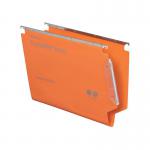 Rexel 330 Lateral Hanging Files with Tabs and Inserts, 30mm base, Polypropylene, Orange, Crystalfile Extra, Pack of 25 3000125