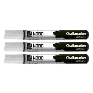 Photos - Felt Tip Pen Nobo Chalk Marker - White Pack of 3 34438398 