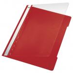 Leitz Standard Plastic Data Files Clear Front Flat Bar Mechanism A4 Red - Outer carton of 25 41910025